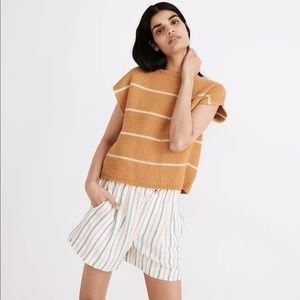 Madewell Boatneck Button-Back Sweater Tee in Stripe size Large